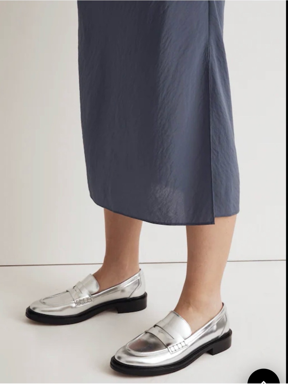 Madewell The Vernon Loafer in Silver Slip On Casual Women's Size 9.5